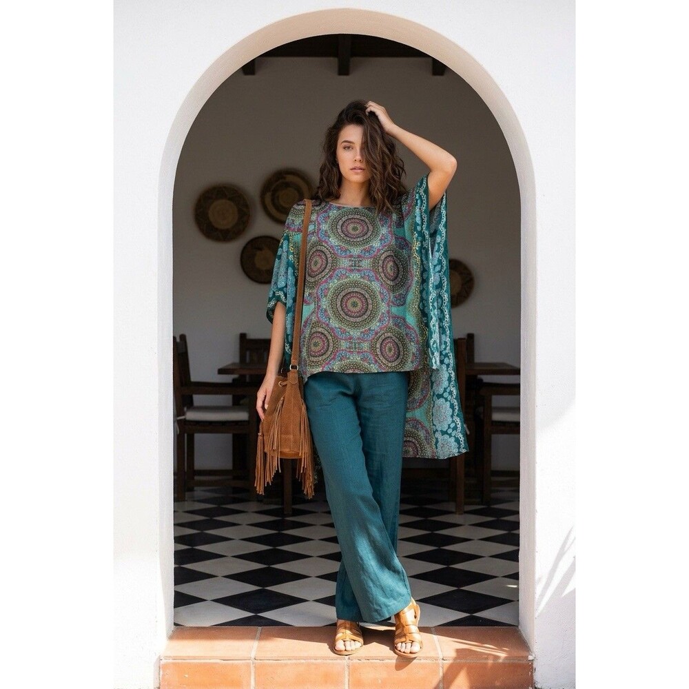 Tiny Elephant Women's One Size Paisley Kimono Cover Up Boho Festival Cardigan